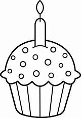 Coloring Birthday Cupcake Clip Sweetclipart Line sketch template