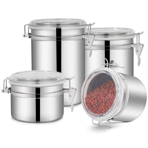 Buy 4 Piece Stainless Steel Airtight Canister Set Food Storage