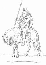 Coloring Pages Odin Norse Mythology Gungnir Sleipnir Atop Holding Printable Color Drawing Print Drawings Categories Getcolorings Getdrawings Colorings 24kb 29kb sketch template