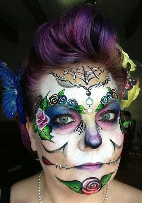 Purple N White Sugar Skull Face Paint Skull Face Paint