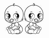 Coloring Baby Pages Twins Printable Kids sketch template