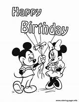 Birthday Happy Coloring Mickey Mouse Disney Pages Printable Drawing Cake Print Minnie Clipart Drawings Book Clip Wishes Color Friends Gif sketch template