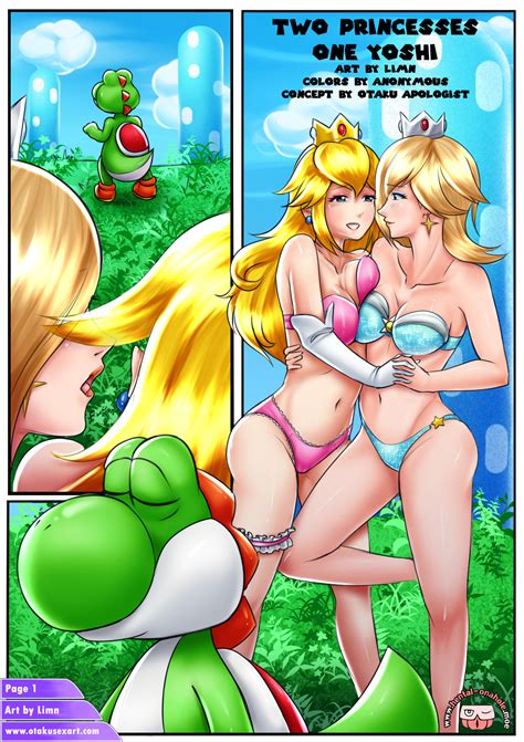 Two Princesses One Yoshi Hentai Manga Page 1 Textless By