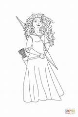 Merida Coloring Pages Disney Princess Bow Brave Her Arrows Printable Shows Off Arrow Drawing Color sketch template