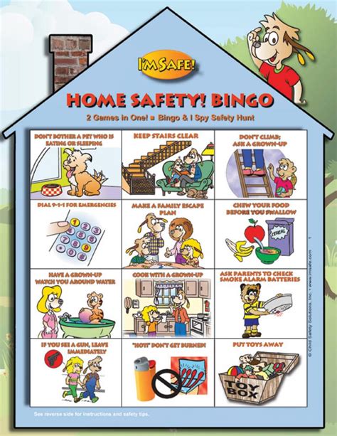 home safety bingo game english im safe