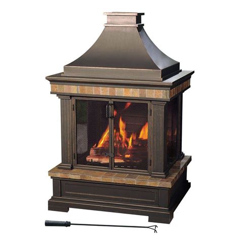sunjoy amherst   wood burning outdoor fireplace  ofpst   home depot