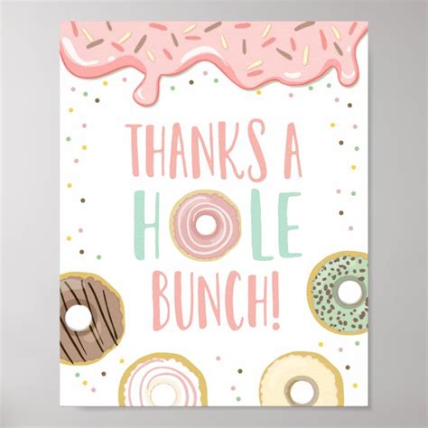 hole bunch donut girl birthday party sign zazzle
