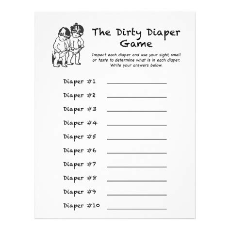 printable dirty diaper game template