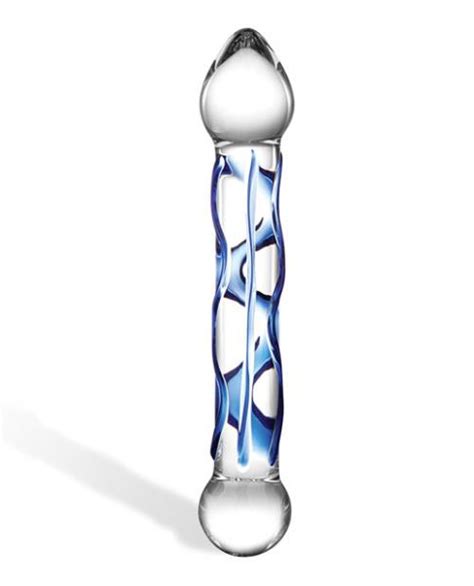 glas 6 5 inches full tip textured glass dildo clear on