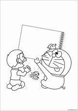 Doraemon Pages Draws Nobita Coloring Color sketch template