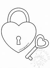 Heart Key Padlock Coloring Template Keyhole Shaped Pages sketch template