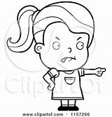 Angrily Girl Pointing Clipart Cartoon Thoman Cory Outlined Coloring Vector sketch template