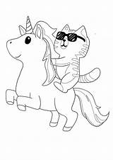 Licorne Kitten Lunettes Riding Coloring1 sketch template