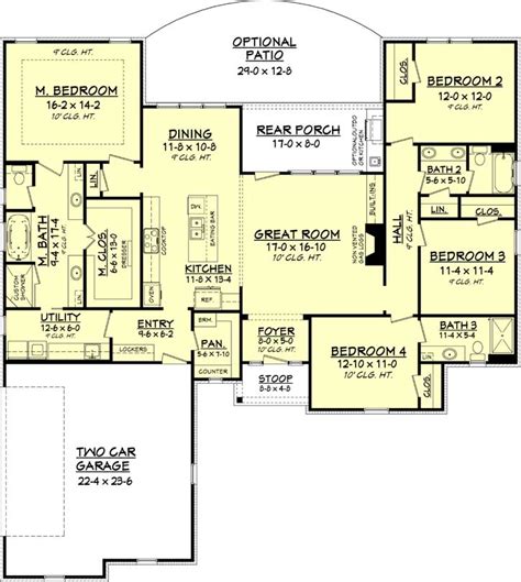 Traditional House Plan 4 Bedrooms 3 Bath 2160 Sq Ft Plan 50 347