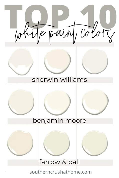 top   white paint colors      choose southern crush  home