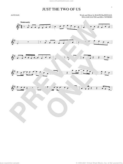 Withers Just The Two Of Us Sheet Music For Alto Saxophone Solo