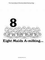 Christmas Days Twelve Coloring Pages Kidscanhavefun Printables Maids Milking Colors Eight Worksheets sketch template