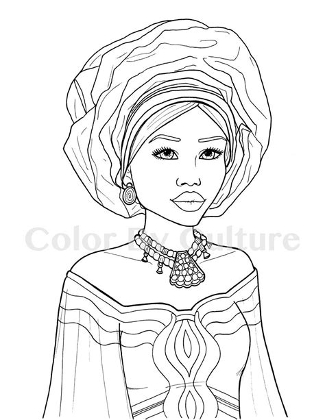 printable coloring book african fashions color  culture