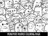 Coloring Pages Doodle Printable Kawaii Cute Monsters Adults Kids Monster Doodles Etsy Colouring Cartoon Description Choose Board Draw sketch template