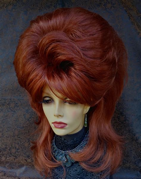 Drag Cabaret Wig W21 005 Stacked Dramatic Shag Bouffant Copper Red