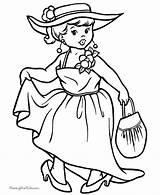 Coloring Pages Halloween Girl Kids Princess Printable Costume Costumes Girls Scary Fun Book Print Cute Clipart Color Kid Children Designlooter sketch template
