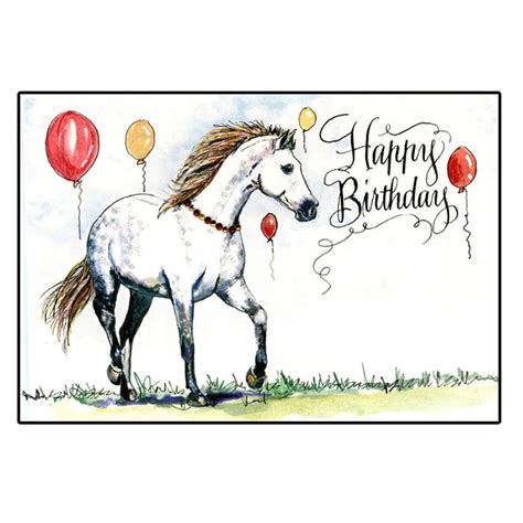 grey horse birthday card dappled gray birthday horse card