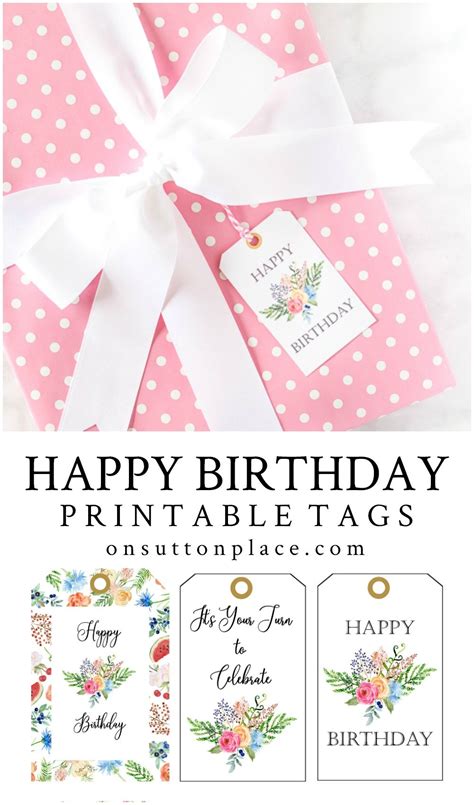 happy birthday  printable gift tags  sutton place