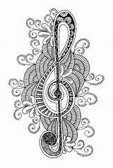Coloring Pages Music Adult Mandala Musique Coloriage Clef Treble Adults Zentangle Colouring Printable Mandalas Drawings Doodle Sheets Colorear Musical Piano sketch template