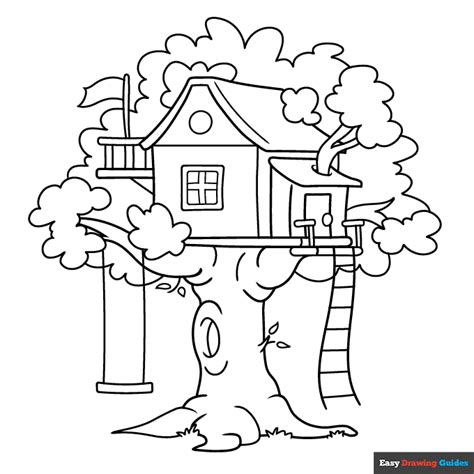 tree house coloring page easy drawing guides