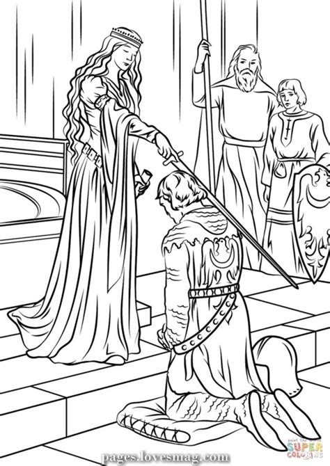 knight  princess coloring web page