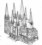 Cathedral Chartres Gothic Sketch Architecture France Coloring Drawing Dame Notre Medieval Template Geometry Choose Board sketch template