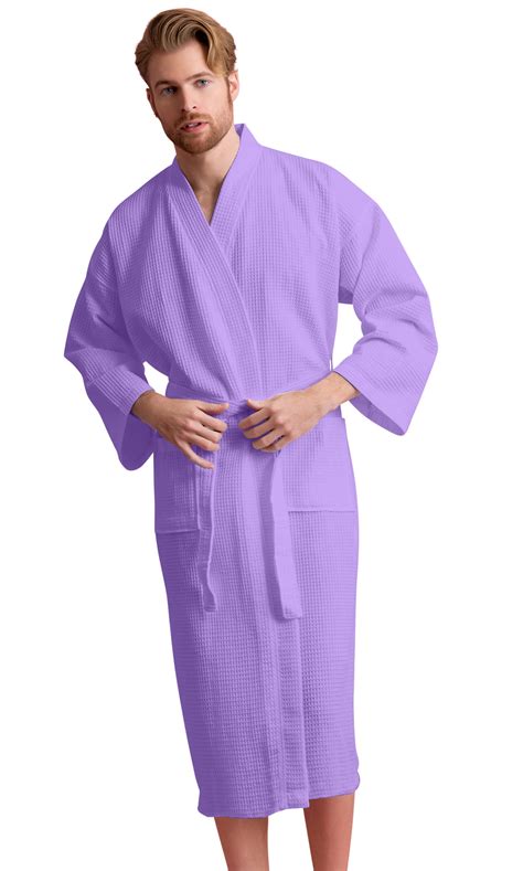 handsome waffle spa bathrobe  men luxurious square pattern cotton