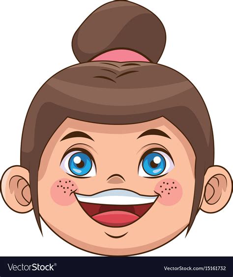 cute cartoon girl laugh face expression royalty  vector