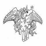 Unicorn Winged sketch template