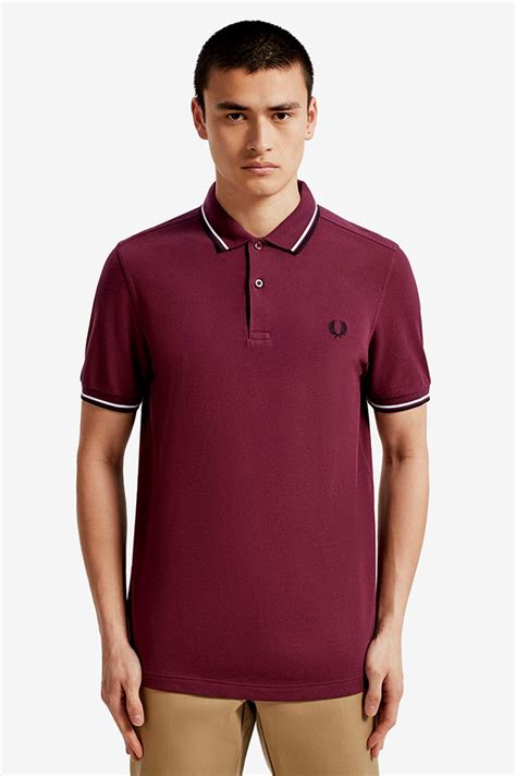 Fred Perry Polo Shirt Mahogany White Black Sale Price