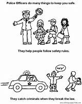 Police Coloring Pages Safety Kids Road Printable People Color Street Family Jobs Safe Officer Officers Sheets Worksheets Keep Community Book sketch template