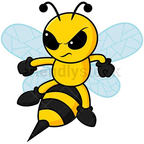 angry bee   sting vector cartoon clipart friendlystock