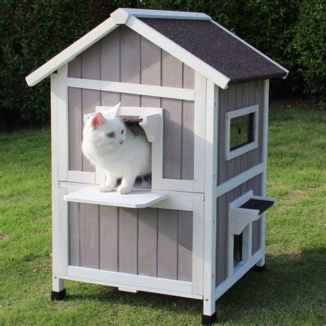 feral cat shelter outdoor  escape door rainproof  cat house