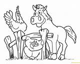 Horse Funny Pages Hen Coloring Pig Color sketch template