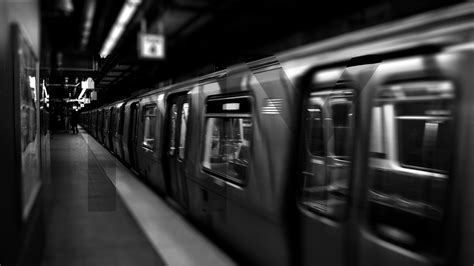 york city underground subway metro train monochrome vehicle
