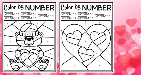 valentines color  number printables  kids   playroom