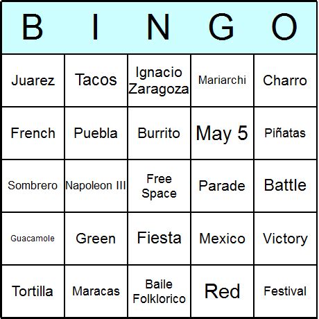 cinco de mayo bingo cards printable bingo activity game  templates