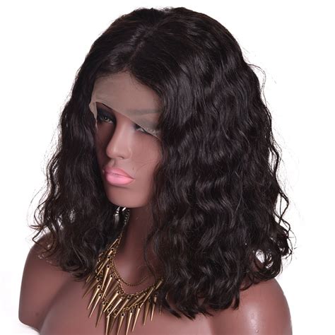 buy curly human hair wigs  black women brazilian natural wave bob wig remy