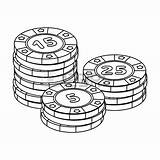 Poker Coloring Asso Moneta Singola Icona Kasino Casinò Stabilimento Azione Nell Vettore Cuori Picche sketch template