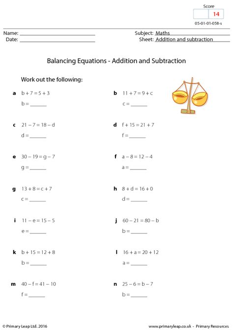 balancing addition equations worksheets worksheet hero