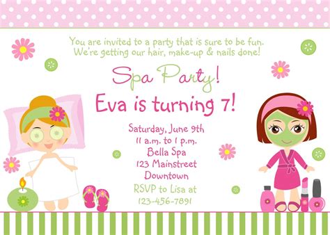 spa birthday invitation