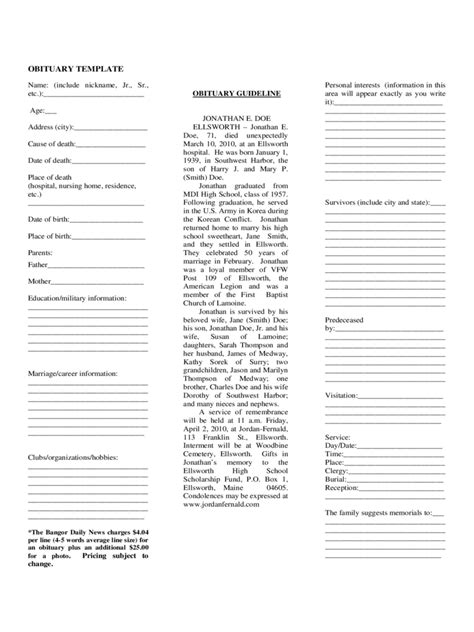 2022 Funeral Obituary Template Fillable Printable Pdf And Forms Porn