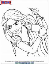 Coloring Rapunzel Pages Princess Tangled Face Hair Long Disney Popular Swinging Books sketch template