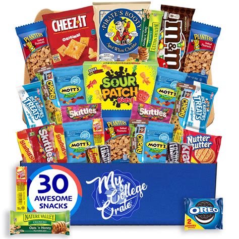 small college snack box  item care package candy peanuts