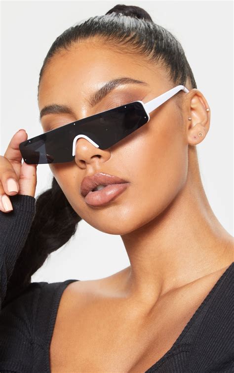 black retro slim sunglasses prettylittlething aus